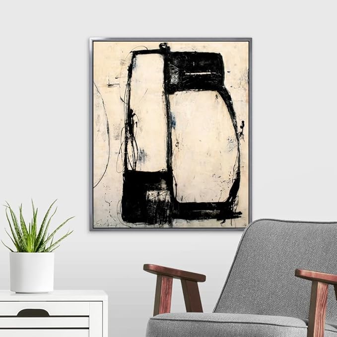 CANVAS ON DEMAND Lazy Dog Walnut Float Framed Canvas Wall Art Print by Erin Ashley, Abstract, Home Decor, Modern Abstract, Artwork,20" x24in