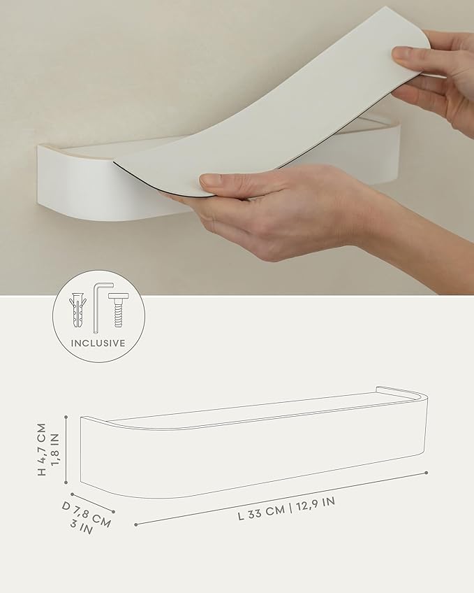 Kazai. Key Holder 'Toke' | Minimalist Key Hook Design from Berlin | Modern Key Holder Wall Mount with Wooden Shelf | Key Rack for Wall as Entryway Organizer | White