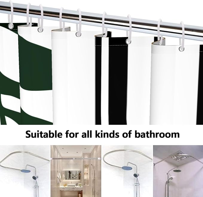 Boho Geometric Shower Curtain White Beige Mid Century Abstract Arch Curve Bathroom Curtain Minimalistic Sun Shower Curtain Sets for Bathroom Extra Long 69x70 in with 12 Hooks