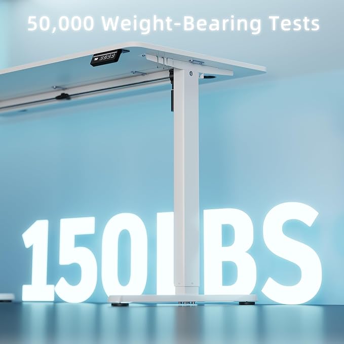 Shintenchi Standing Desk, 55x24 Inch Height Adjustable Electric Sit Stand up Desk, Ergonomic Rising Computer Table, Modern Lift Gaming Desk Workstation for Home Office, White