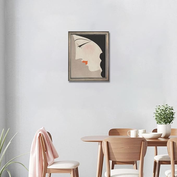 Framed Vintage Japanese Wall Art Woman Portrait Painting Asian Home Decor Girl Room Bathroom Decor