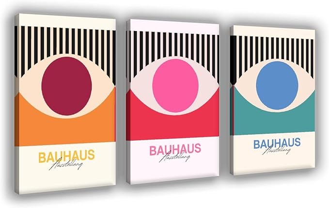 9W Bauhaus Poster Abstract Canvas Wall Art Set of 3 Modern Boho Decor For Bedroom Livingroom Frame-style 20x30inch(50x75cm)