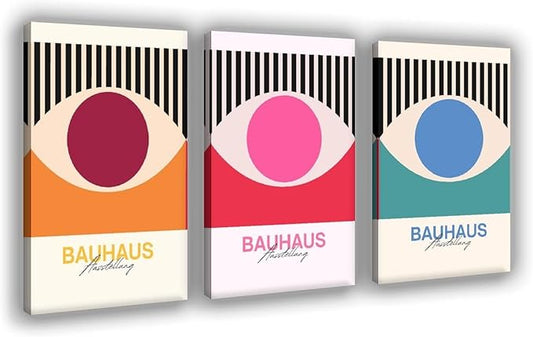 9W Bauhaus Poster Abstract Canvas Wall Art Set of 3 Modern Boho Decor For Bedroom Livingroom Frame-style 16x24inch(40x60cm)