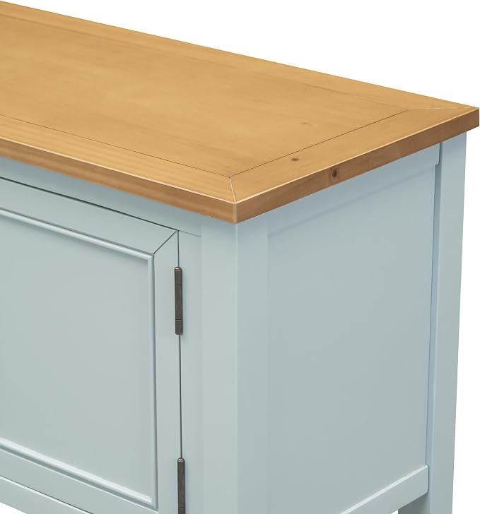 Merax Farmhouse Console Table with Storage Drawers and Shelf, Wood Entryway Table Kitchen Sideboard Cabinet with Door, Lime White