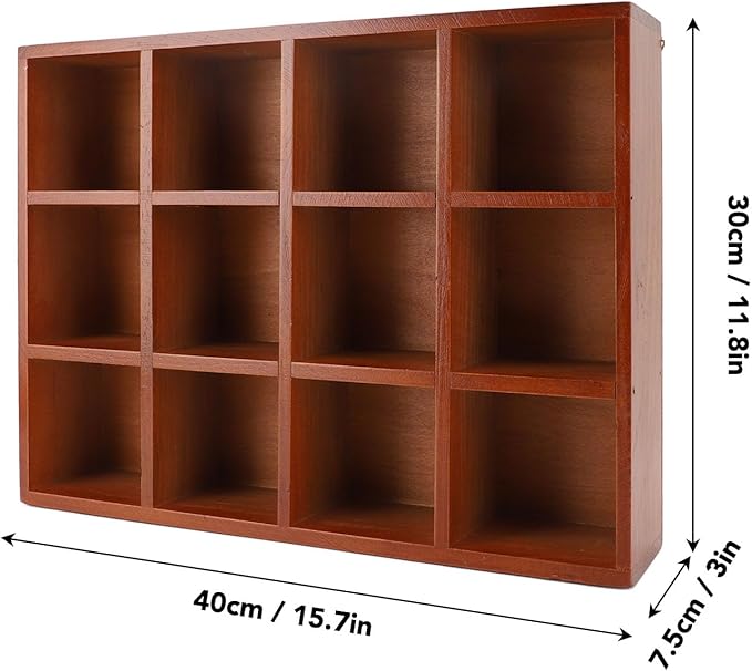 Solid Wood Desktop Organizer, with glossy edges 12 Storage Compartments for Home Office Farmhouse Design