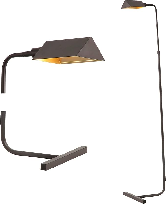 JONATHAN Y 54.5-66" Oil Rubbed Bronze Mid-Century Industrial Metal Adjustable Pharmacy LED Floor Lamp, Swivel Head Standing Task Lamp for Living Room, LED Bulb Included JYL3097A