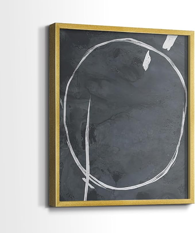 Renditions Gallery Set of 2 Peel & Stick Framed Prints, Abstract Wall Art, Circular Momentum Design Wall Decor, Re-Stickable - Ready to Hang - 16"x20" - GOLD Frame LT588