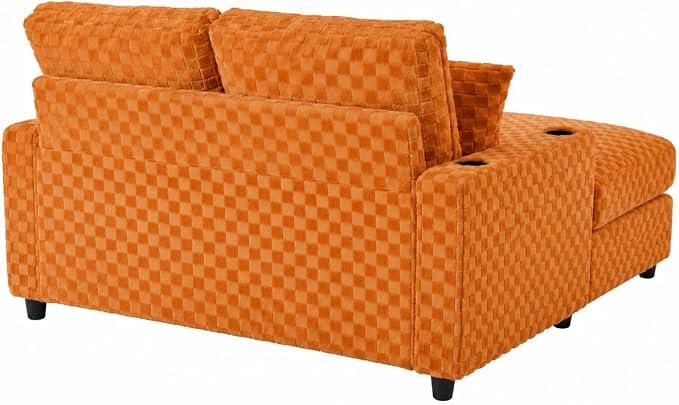 Eafurn Modern Oversized Chaise Lounge Chair with Integrated Ottoman, Corduroy Upholstered Deep Seat Sleeper Armchair with Power Charging Ports and Cup Holders, Cozy Accent Furniture for Living Room