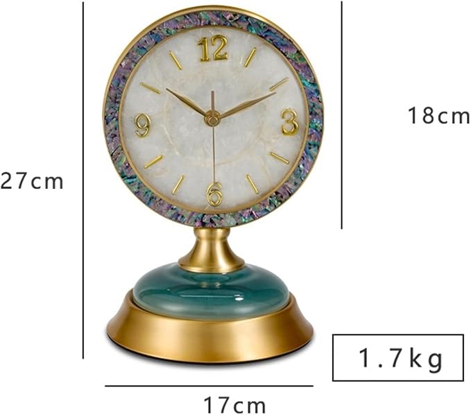 Modern Desk Clock Living Room Household Brass Desktop HD Glass Lens Easy to Read Suitable for Bedroom Kitchen Office Table Decor
