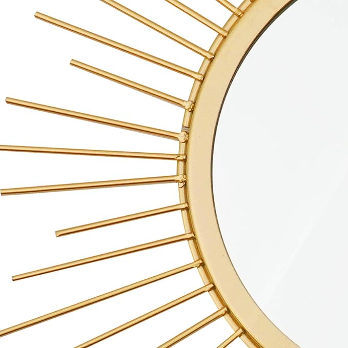 3 Pack Metal Mirrors for Wall Sunburst Wall Mirrors Home Décor Decorative Hanging Wall Art for Living Room Bedroom Entryway (Gold, Flower+Sunburst)