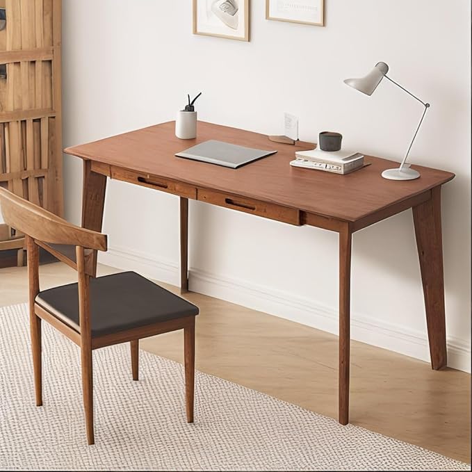 DELLMAO Writing Computer Desk Office Desk Computer Table Study Writing Desk with 2 Drawers for Home Office Modern Furniture