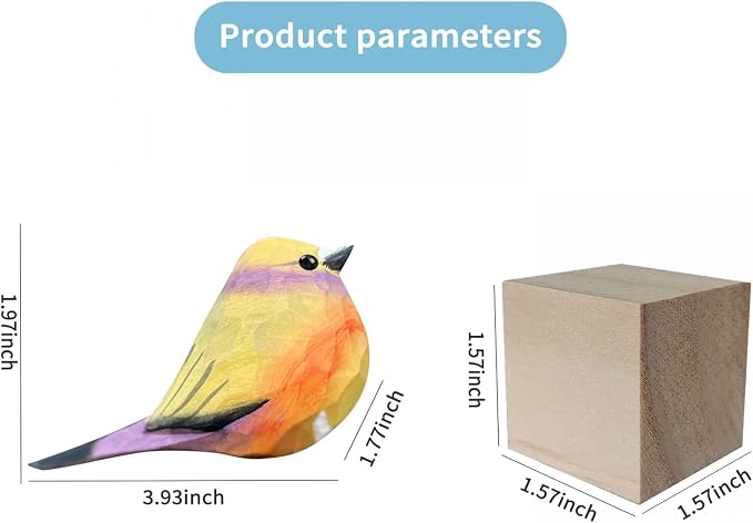 Bird Figurines Hand Carved Painted Wooden Statues for Home Decor, Gift for Bird Lovers,Housewarming, Birthday, Christmas, Anniversaries (NO.10-Rainbow Sparrow)