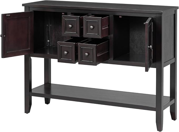Merax Console Sofa Table Sideboard with Storage Drawers Cabinets and Bottom Shelf for Living Room, Kitchen, Entryway/Hallway, Espresso