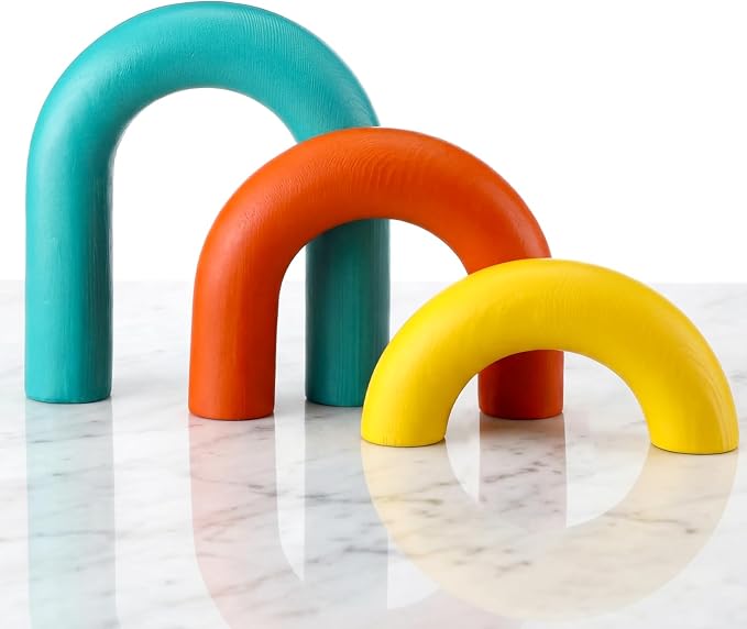3 Pcs Mid Century Modern Decor Arch Decorative Statues Resin Home Decoration Minimalist Aesthetic Table Figurines for Home Desk Living Room Bookshelf Tabletop MCM Office Decor