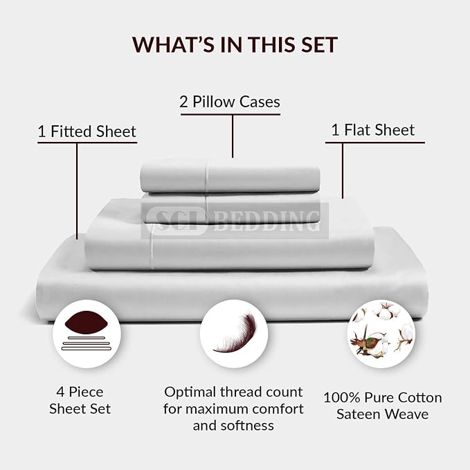 SGI bedding 100% Egyptian Cotton Sheets California King Size – 600 Thread Count Sheets Set, Soft, Cooling, 15" Deep Pocket, Luxury Hotel Bedding, Breathable, Durable - Zebra Print