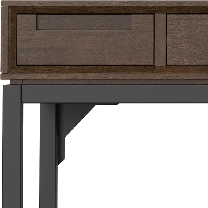 SIMPLIHOME Banting Small Desk - 48 Inch Wide Solid Wood and Metal Writing Desk in Walnut Brown, Modern Industrial Home Office Computer Table for Study with 2 Drawers and Flip-Down Keyboard Tray