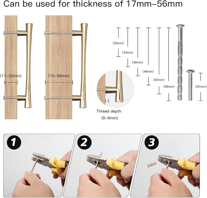 YAGU 5 Pack Polished Brass Solid Cabinet Pulls, 5 Inch Hole Center, Bright Gold Kitchen Drawer Handles Furniture Hardware for Bathroom Cupboard Dresser Closet Wardrobe, 6.6" Overall