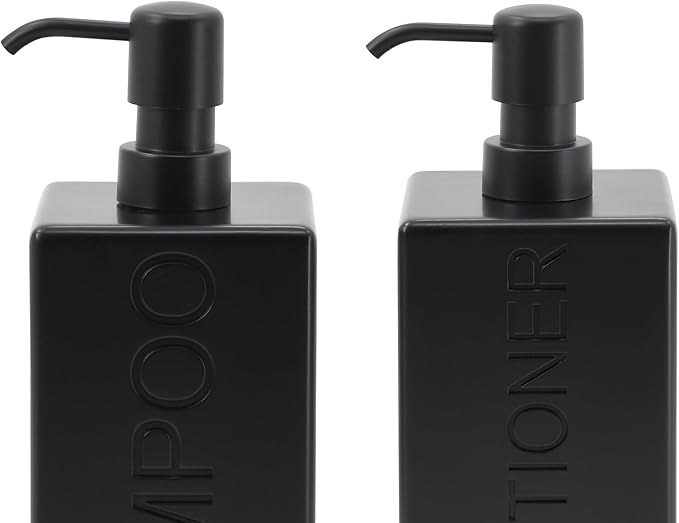 Rectangular Resin Dispenser Premium Bathroom Shampoo Conditioner Body Wash Bottle Modern Refillable Pump Design