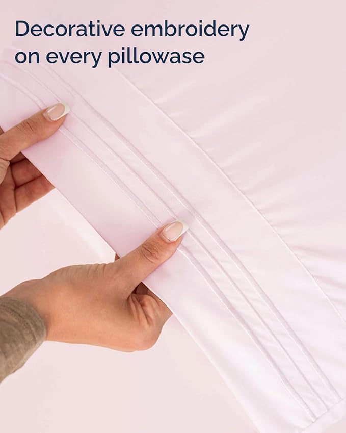 Twin XL Size 3 Piece Sheet Set - Comfy Breathable & Cooling Sheets - Hotel Luxury Bed Sheets for Women & Men - Deep Pockets, Easy-Fit, Soft & Wrinkle Free Sheets - Lavender Pink Oeko-Tex Bed Sheet Set