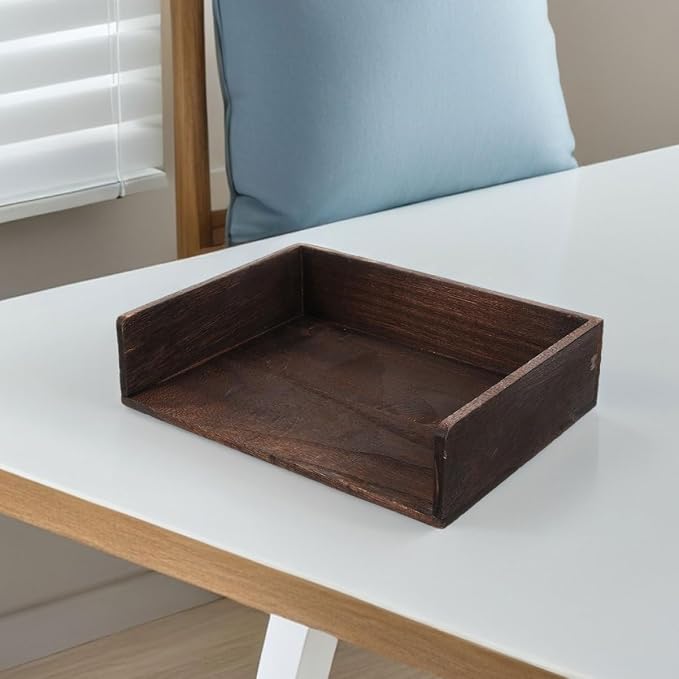 OSALADI 2pcs Vintage Solid Wood Desk Organizer Storage Shelf for Office Supplies Books Stationery Natural Wood Finish for Home Study Room