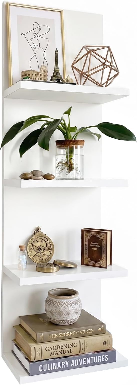 Homaterial 4 Tiers Floating Shelves, Modern Wall Mounted Shelf Storage Shelves for Home Decor, Perfume Organizer,Book Shelf, White