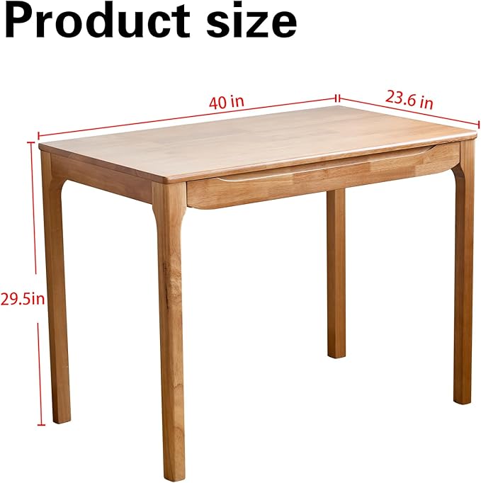 40"x24" Solid Wood Desk with Drawers,Wood Writing Desk for Small Spaces, Home Office Desks for Work, Gaming Study PC Desk for Bedroom, Student Computer Desks(Natural Wood Color, 40 inch)