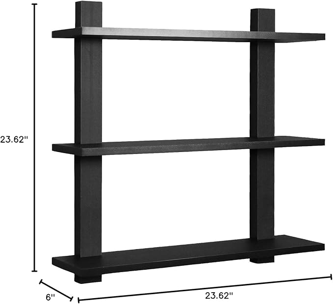 Sorbus Bathroom Shelves - 3-Tier Wall Mounted Floating Shelves for Books, Trophies, Wall Decor, Kitchen, Living Room & Bathroom Decor - Decorative Hanging Display Over the Toilet Storage Shelf - Black