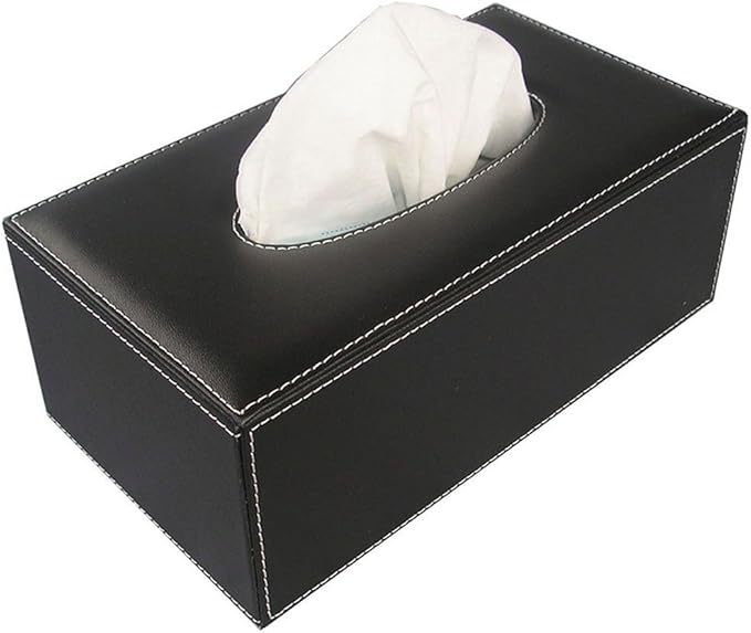KINGFOM Office Desk Organizer Set 5PCS Supplies Synthetic Leather Including File Holder Cabinet, Desk Organizer Drawer, Multifunction Pencil Holder, Memo Paper Holder,and Tissue Box Holder (T09-Black)