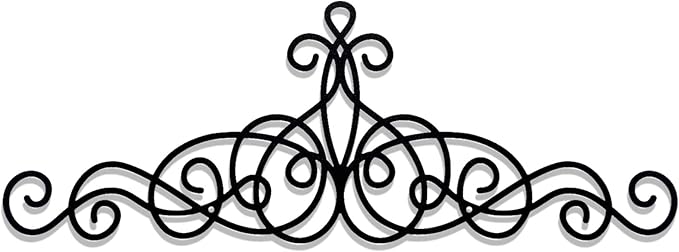 Zhengmy 15.7 x 5.5 Inch Rustic Metal Scroll Wall Art Decor Black Wrought Iron Wall Decor for Home Living Room Bedroom Doorway Over Bed/TV Long Narrow Hanging Ornaments
