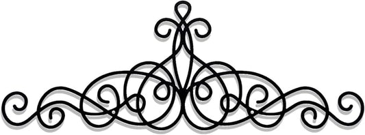 Zhengmy 15.7 x 5.5 Inch Rustic Metal Scroll Wall Art Decor Black Wrought Iron Wall Decor for Home Living Room Bedroom Doorway Over Bed/TV Long Narrow Hanging Ornaments