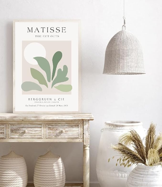 Unframed Sage Green Wall Art Set of 3,12x16IN Abstract Matisse Wall Decor,Quality Canvas Prints Posters Decoration for Bathroom Living Room Bedroom, Unframed