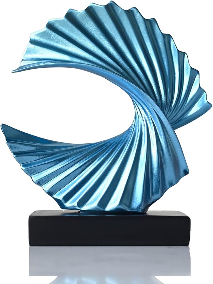 Modern Blue Ocean Wave Sculpture – Abstract Resin Statues for Home Decor, Elegant Coffee Table Decor for Living Room, Unique Home Décor Accents & Art Deco Decor for Office, Shelf, or Entryway