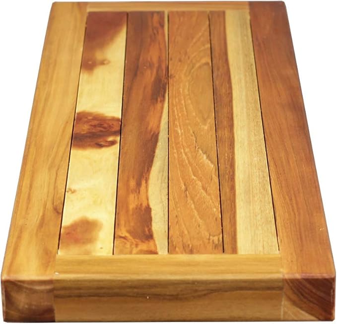 EcoDecors 29 inch Bath Caddy Tray for Bathtub with Eleganto 3 Piece Teak Wood Bath Amenities Set Bundle