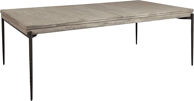 Hekman Furniture Rectangle Dining Table Gray Finish, Natural Mango Wood Spacious Workspace Top Extendable Design, Forged Iron Base & Frame Modern Dining Room Furniture Best for Home Decor