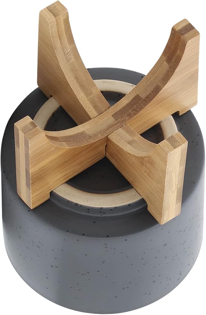 Ceramic Planter With Stand Indoor Plant Stand – Elevated Plant Stand For Displaying Greenery, Living Room, Bedroom, Office, Or Patio, Minimalist Garden Accent For Home Decor – 7", Gray