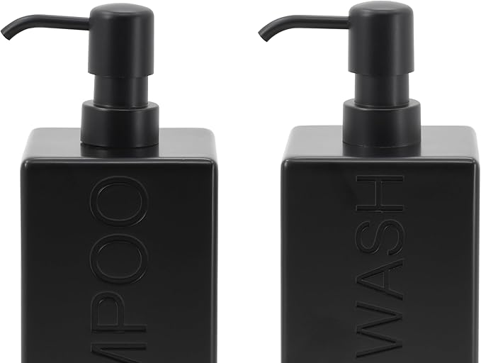 Rectangular Resin Dispenser Premium Bathroom Shampoo Conditioner Body Wash Bottle Modern Refillable Pump Design
