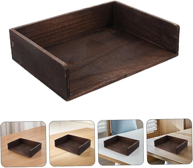 NUOBESTY 2Pcs Vintage Solid Wood Desk Organizer Desktop Shelf for Office Supplies Books Natural Wood Finish Storage for Home Study Room