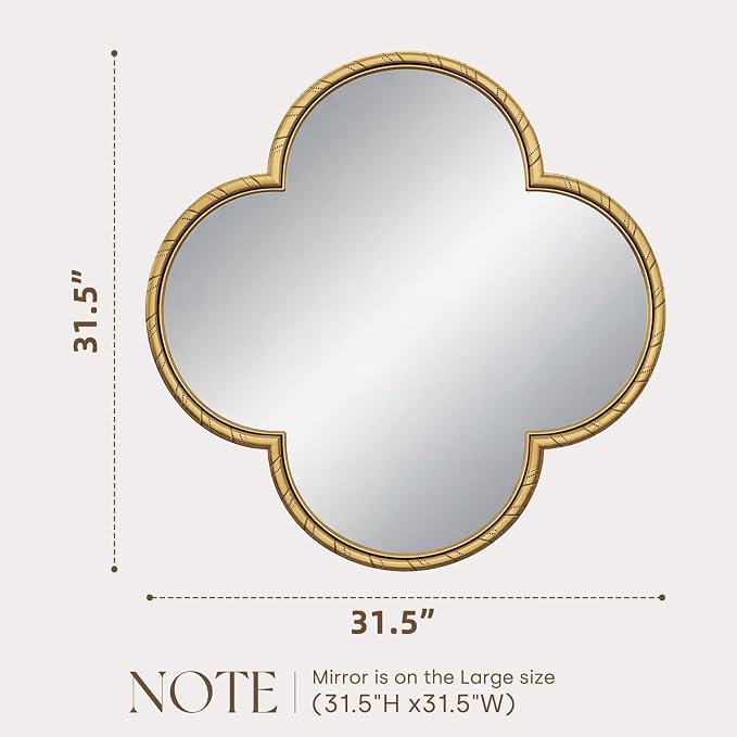 Uniclinens Gold Decorative Mirror 31.5" - Large Wall Mirror Decor with Metal Frame, Ideal for Entryway, Fireplace, Living Room, Hallway, Bathroom
