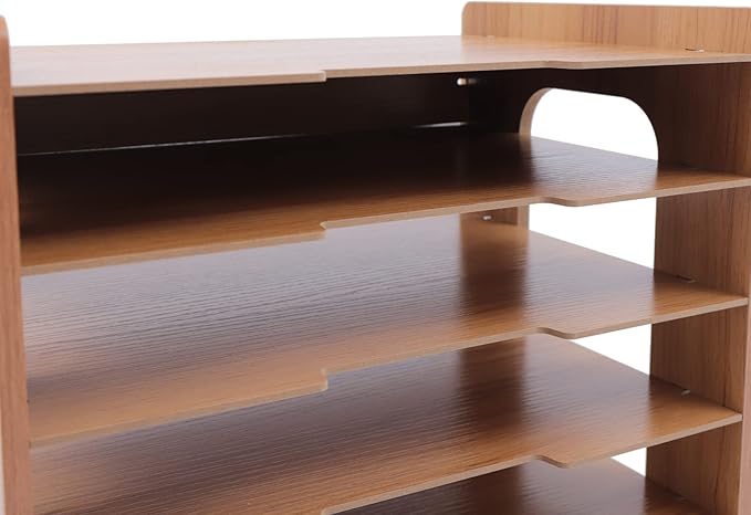 7Tier Widen Wood Office Paper Organizer, File Organizer Desktop,Document Letter Mail Tray Sorter,File Holder Desk Letter Tray, Sorter Document Book Magazine Storage Shelf Rack 14.17 * 9.84 * 15.16in