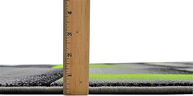 HR 8’ x 10’ Rug in Electric Green - Premium Quality Green/Black/Gray Abstract Geometric Modern Squares Pattern Area Rug - Contemporary Styling for Living Room, Bedroom - Unique Home Décor