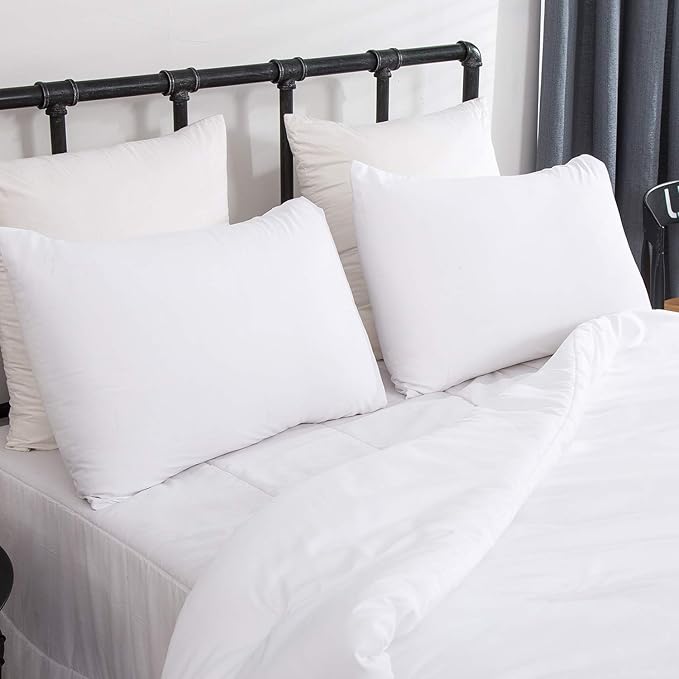 Pureant White Comforter Sets Queen Plain White Bedding Comforters Cotton Solid White Bed Quilts Queen Size Cozy Women Men All White Minimalist Bedding Adults Teens Pure White Durable Blankets