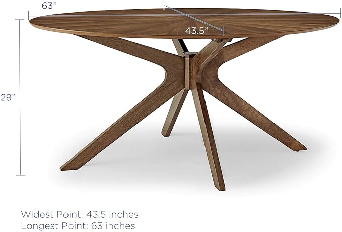 Modway Crossroads 63" Oval Wood Dining Table, Walnut
