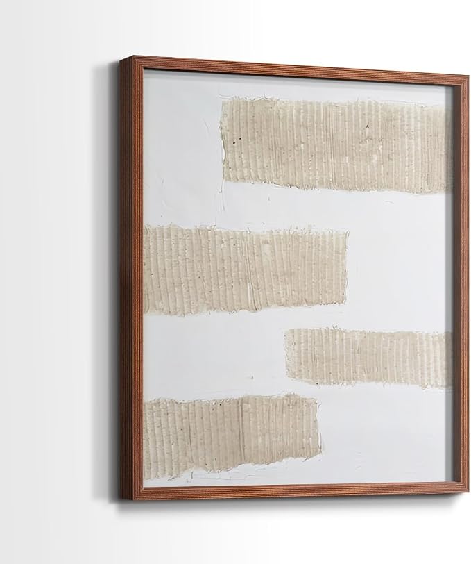 Renditions Gallery Set of 2 Peel & Stick Framed Prints, Modern Abstract Wall Art, Textured Brush Strokes Wall Decor, Re-Stickable - Ready to Hang - 11"x14" - Walnut Frame LT588