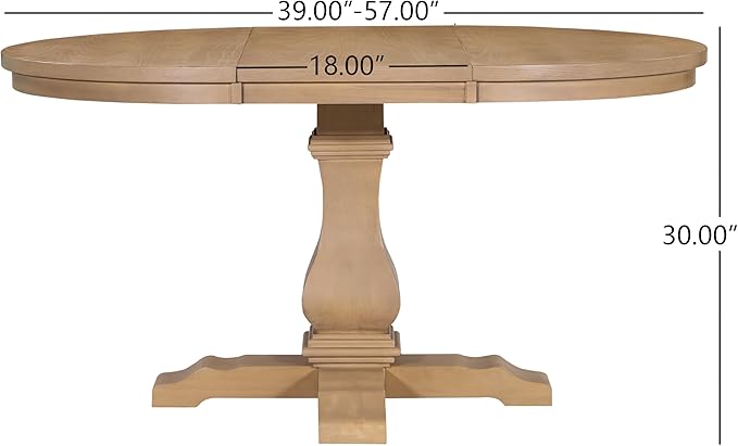 Christopher Knight Home Tokin Extendable Dining Room Table for 6, Wooden Round Expandable Kitchen Table, Vintage Oval Dining Table for Dining Room Kitchen, Light Natural