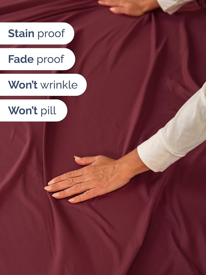 Extra Deep Split King Sheet Set - 7 Piece Breathable and Cooling Sheets - Hotel Luxury Bedding for Women, Men, Kids & Teens - Easy & Secure Fit - Soft and Wrinkle Free - Extra Deep Pockets - Burgundy
