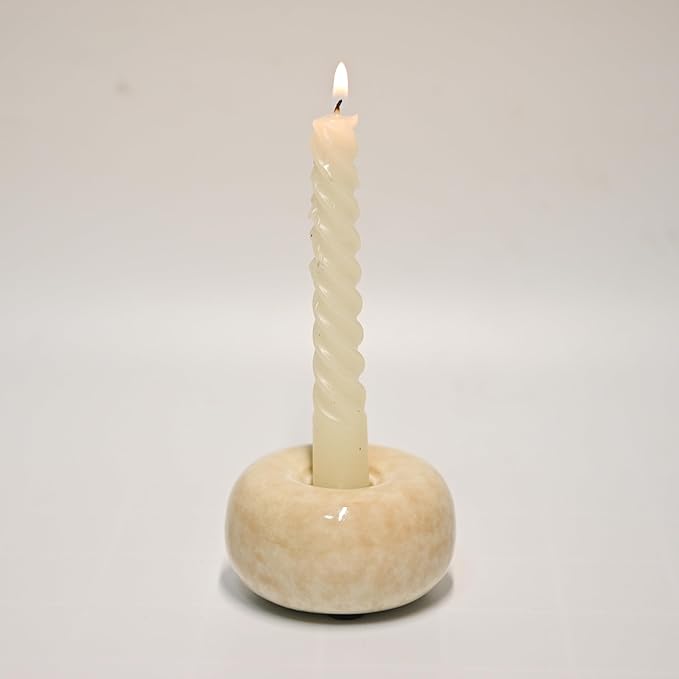 Ceramic Candle Holder, Modern Taper Candlestick Holder for Dining Table, Living Room Coffee Table, 0.86 Inch Diameter Candelabra for Taper Candles