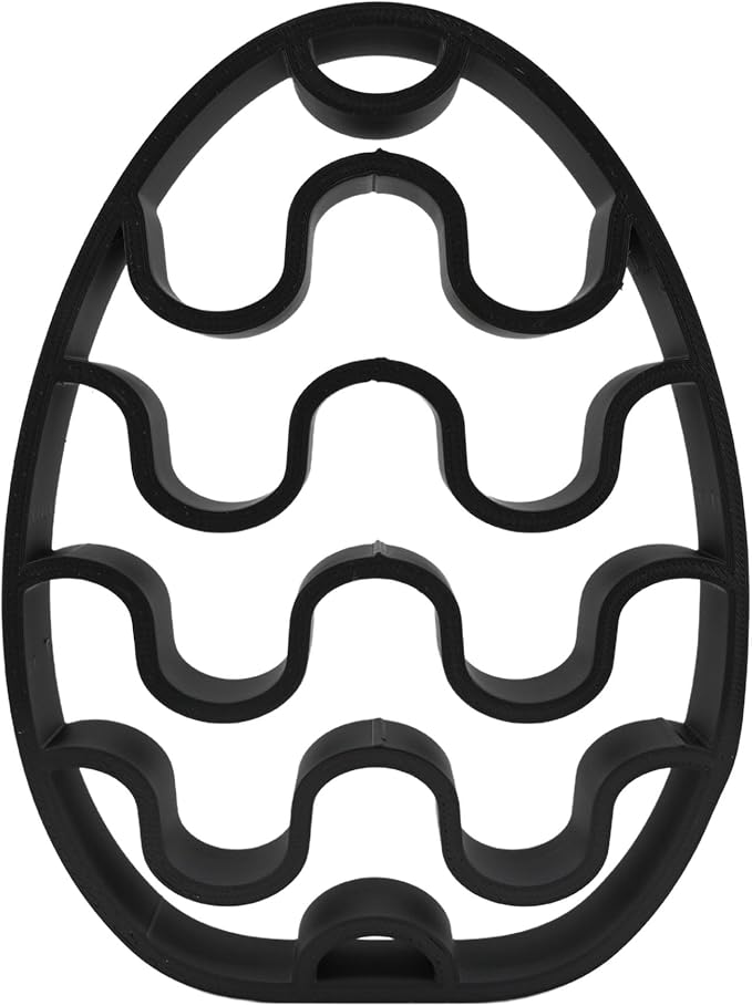Easter Egg Sculpture – Minimalist Decorative Accent for Spring & Year-Round Home Decor | Collectible Design | Modern Holiday Display (Chevron Stripes Matte Black)