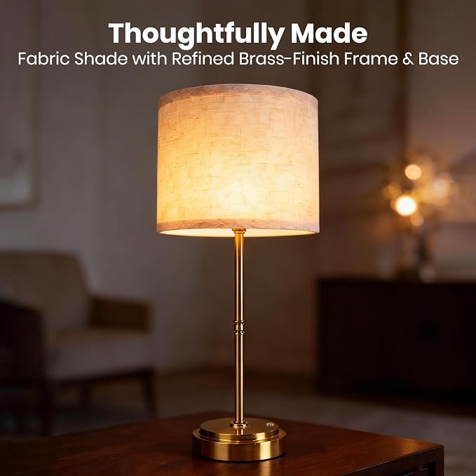 17.7-Inch Tall Cordless Table Lamps Set of 2, 7500mAh Long-Lasting Battery Operated Lights, Stepless Dimmable 3000K Warm Desk Lamps with Easy-Assembly DIY Fabric Shades for Bedroom and Nightstand