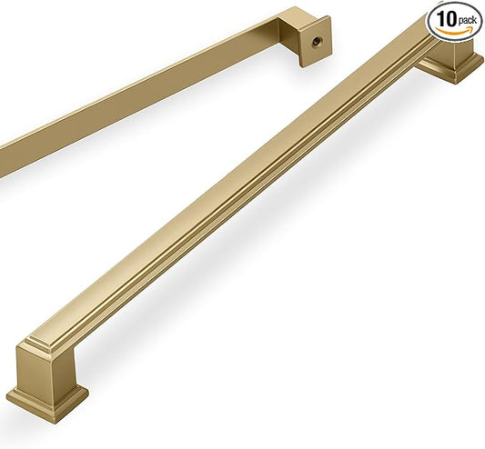 10 Pack 12.6 Inch(320mm) Hole Center Brushed Champagne Bronze Modern Cabinet Pulls Kitchen Cabinet Handles Kitchen Cabinet Hardware Timeless Drawer Pulls for Dresser Wardrobe, Champagne(12.6x10)