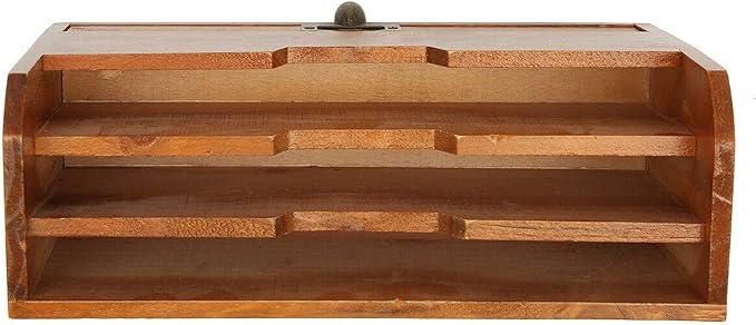 Vintage Vintage Wooden Storage Holder Creatively Designed Desktop Organizer Holder with 3 Pockets, Document Letter and Remote Control, Storage Box for Stationery